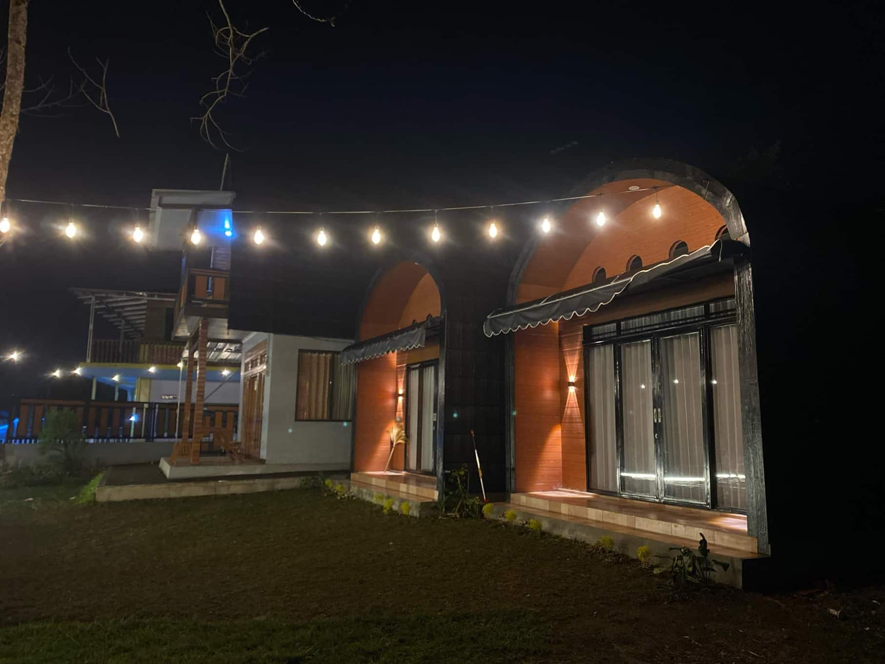 Cottage Lily dan Tulip di tepi Situ Cileunca pada malam hari